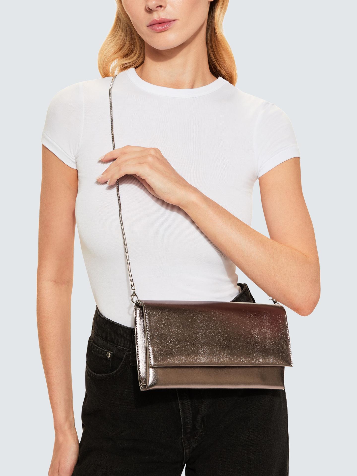 KG Kurt Geiger Metalik Pewter Brielle Çanta