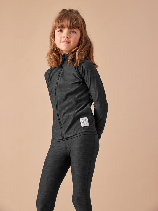 Black Marl Sports Zip Through Jacket (3-16yrs)