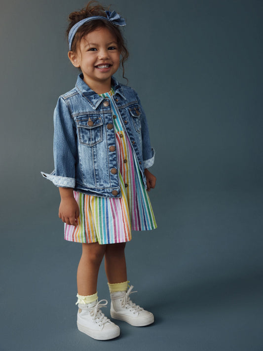 Mid Blue Denim Western 100% Cotton Jacket (3mths-7yrs)