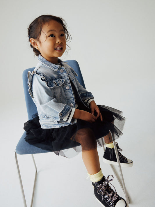 Mid Blue Denim Frill Jacket (3mths-7yrs)