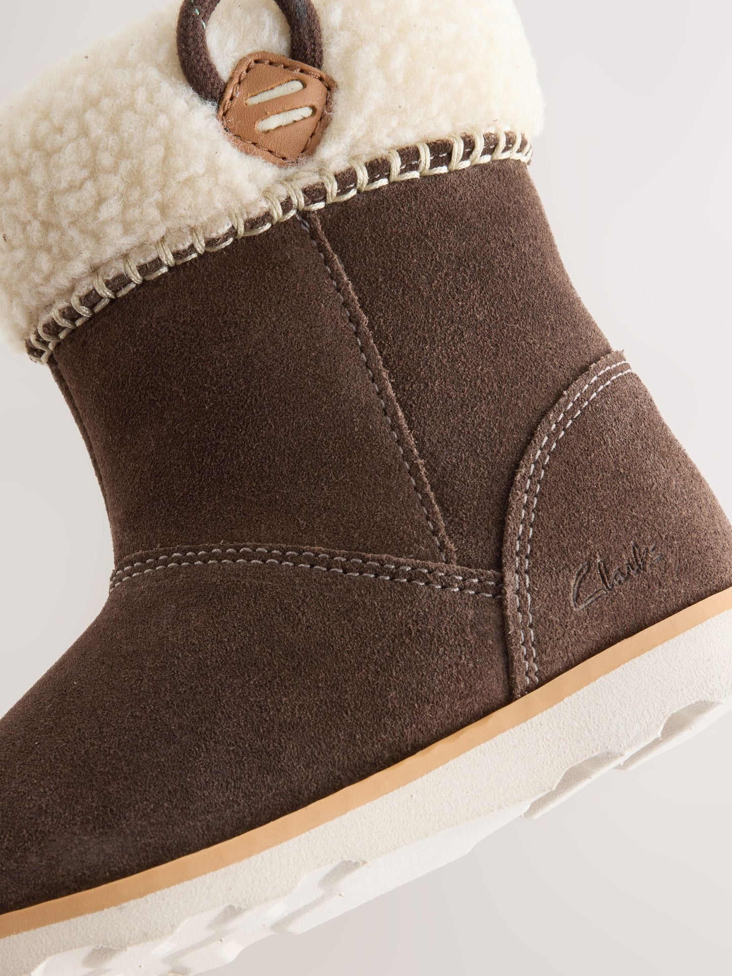 Clarks Brown Multi Fit Suede Sheepskin Trimmed Zip Fastening Wide Fit Boots