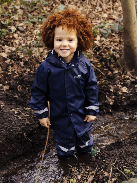 Muddy Puddles Navy Blue Rainy Day Waterproof Jacket