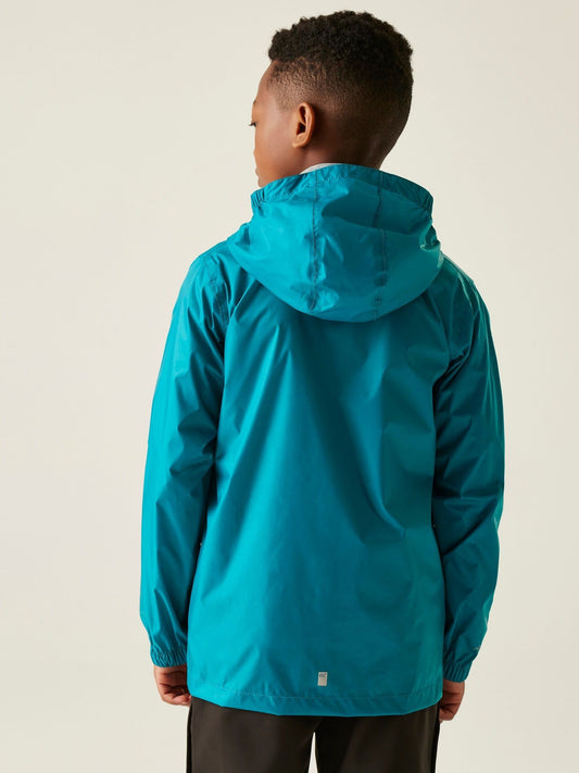 Regatta Turquoise Blue Kids Waterproof Pack It Jacket III