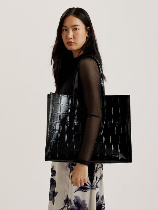 Ted Baker Siyah Büyük Allicon Timsah Desenli Icon Çanta