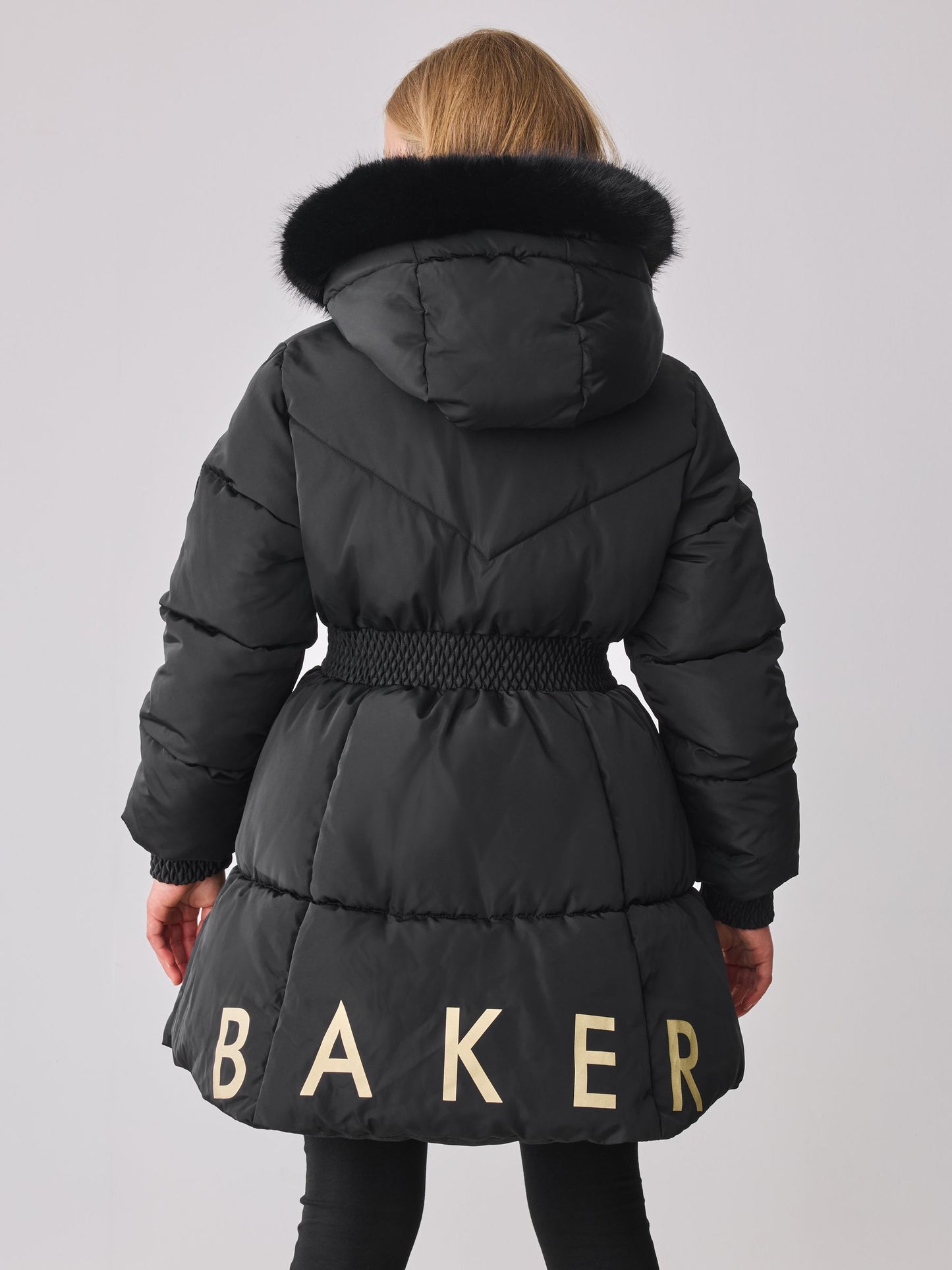 Baker by Ted Baker Suya Dayanıklı Etek Detaylı Dolgulu Siyah Mont