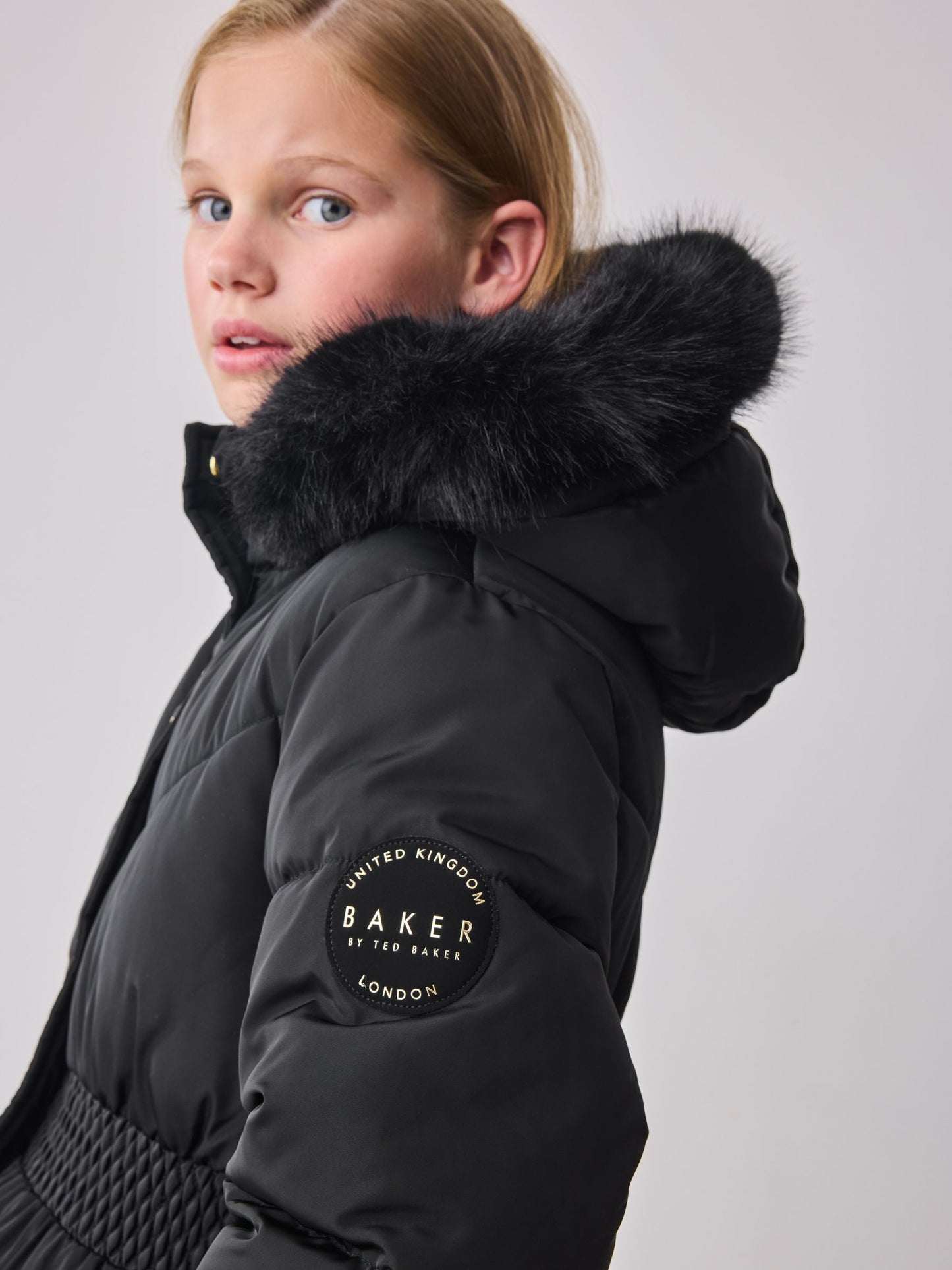 Baker by Ted Baker Suya Dayanıklı Etek Detaylı Dolgulu Siyah Mont