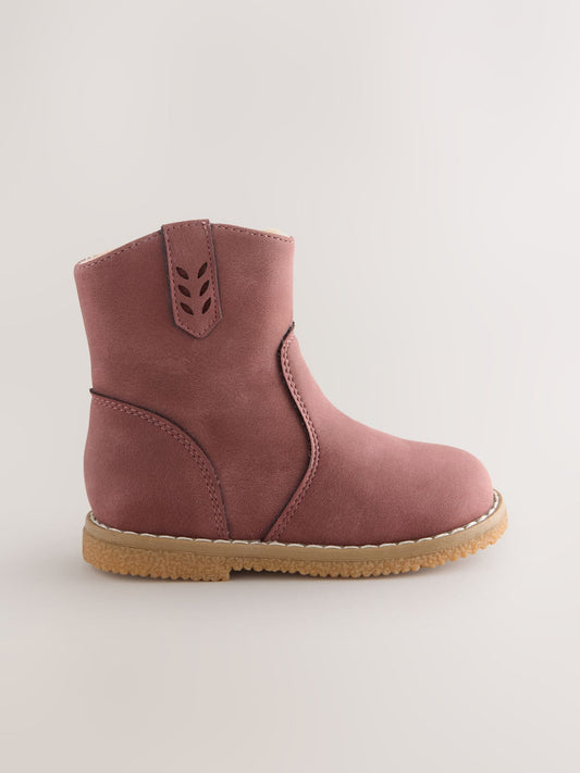 Berry Pink Ankle Western Boots