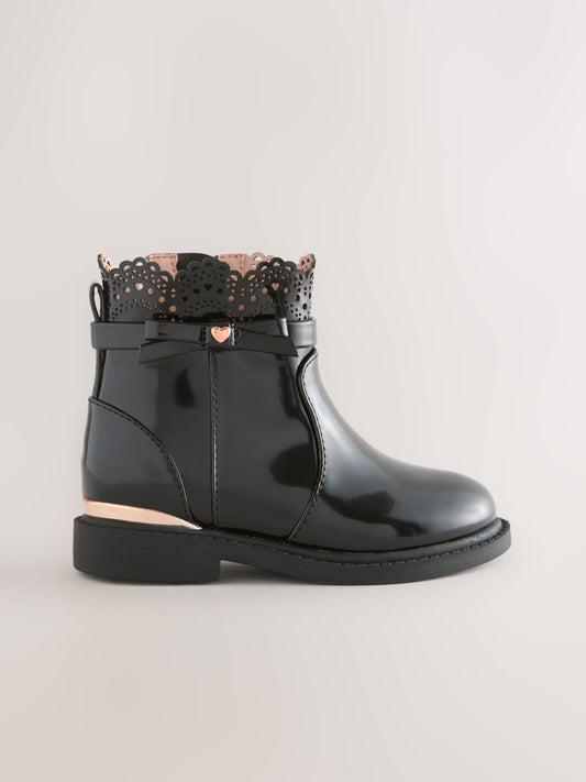 Black Chelsea Bow Ankle Boots