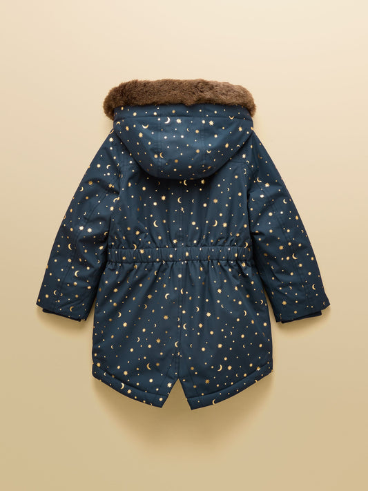Joules Girls' Alix Navy Blue Waterproof Parka Coat