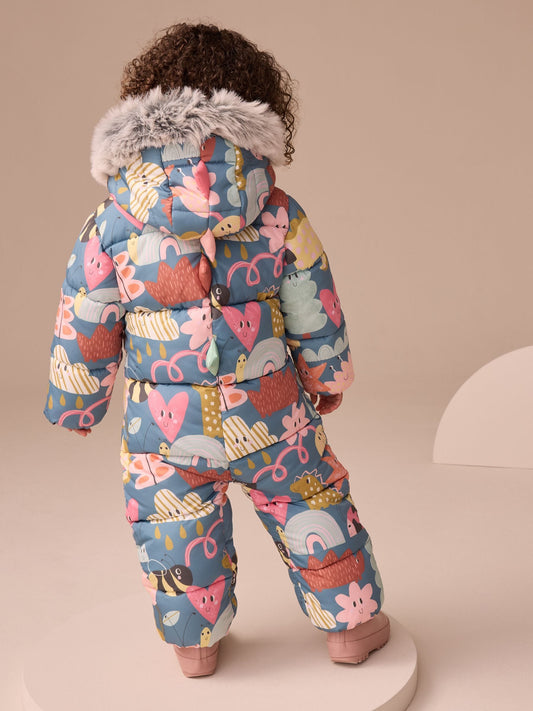 Mavi Karakter Desenli Suya Dayanıklı Kar Tulumu (3 Ay – 7 Yaş)