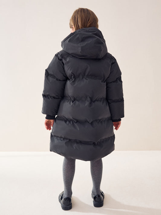 Siyah Polar Astarlı Kapitone Mont (3–16 Yaş)