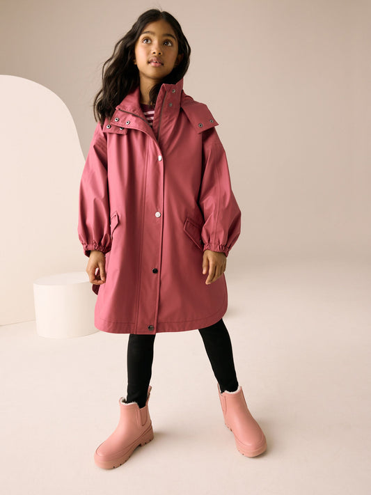 Berry Red Waterproof Raspberry Trench Coat (3-16yrs)