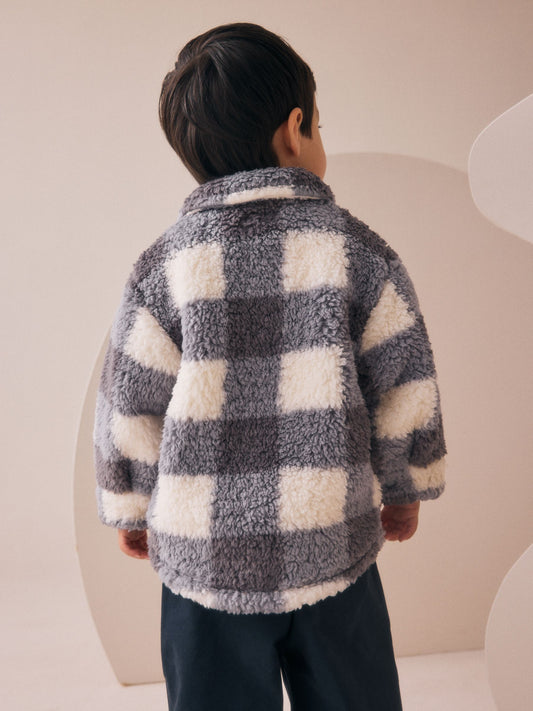 Gri Kareli Borg Polar Şaket (3 Ay – 7 Yaş)