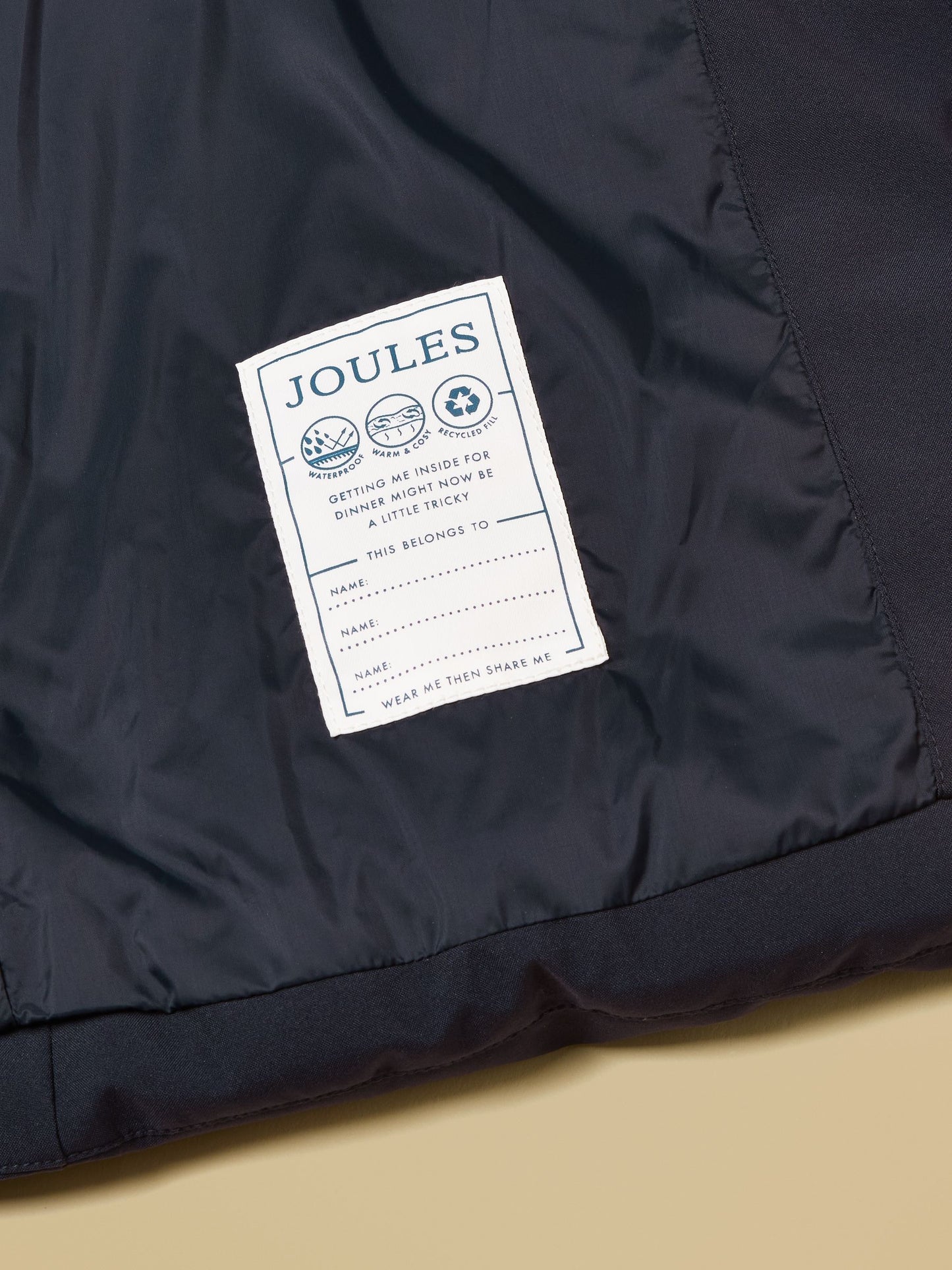 Joules Kids' Padwell Navy Waterproof Padded Coat