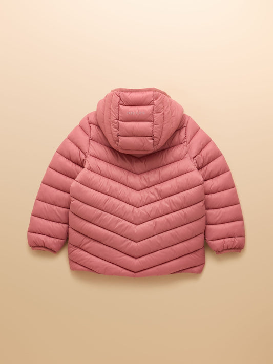 Joules Kids' Cairn Pink Showerproof Padded Coat with Hood