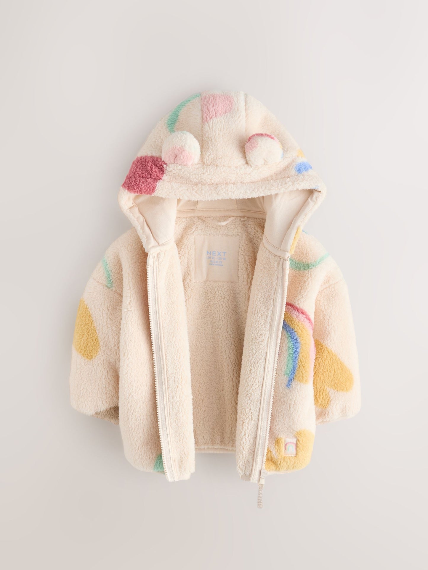 Krem Karalama Desenli Fermuarlı Polar (3 Ay – 7 Yaş)