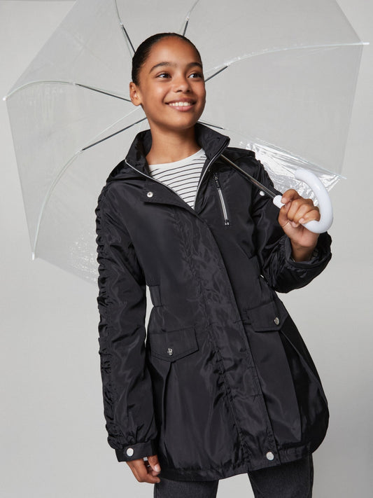 Lipsy Black Shower Resistant Lightweight Ruched Raincoat (5-14yrs)