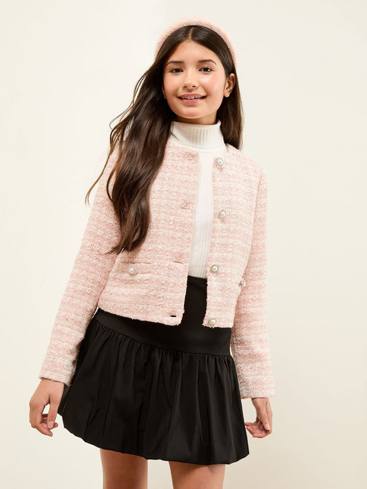 Lipsy Pink Boucle Button Up Jacket (5-16yrs)