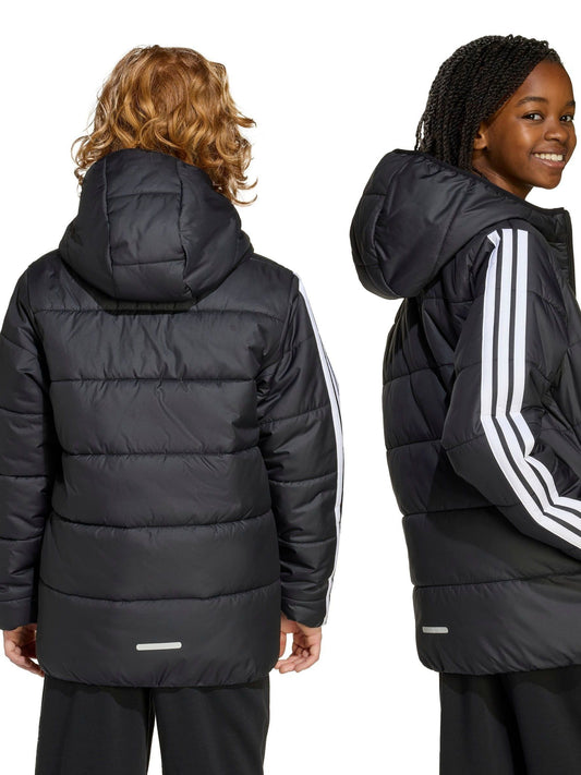 adidas Black Essentials 3-Stripes Padded Kids Jacket