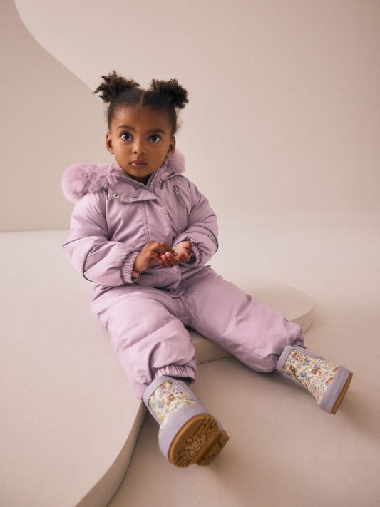 Pembe Desenli Suya Dayanıklı Kar Tulumu (3 Ay – 7 Yaş)