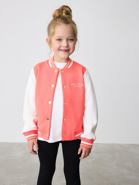 Baker by Ted Baker Coral Pink Varsity Back Print Bomber Jacket