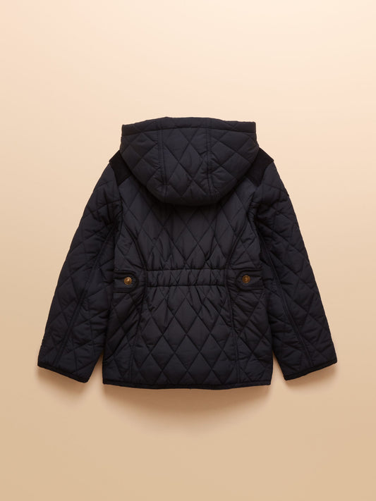 Joules Girls' Marsdale Navy Blue Showerproof Quilted Jacket