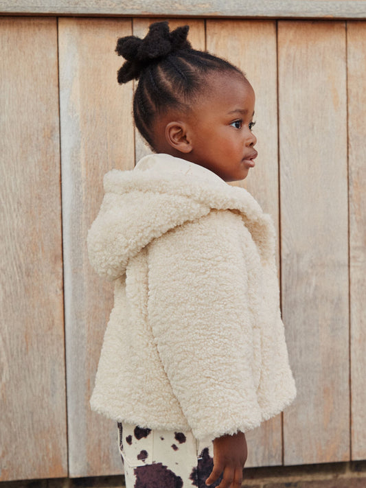 Cream Hooded Borg Jacket (12mths-7yrs)
