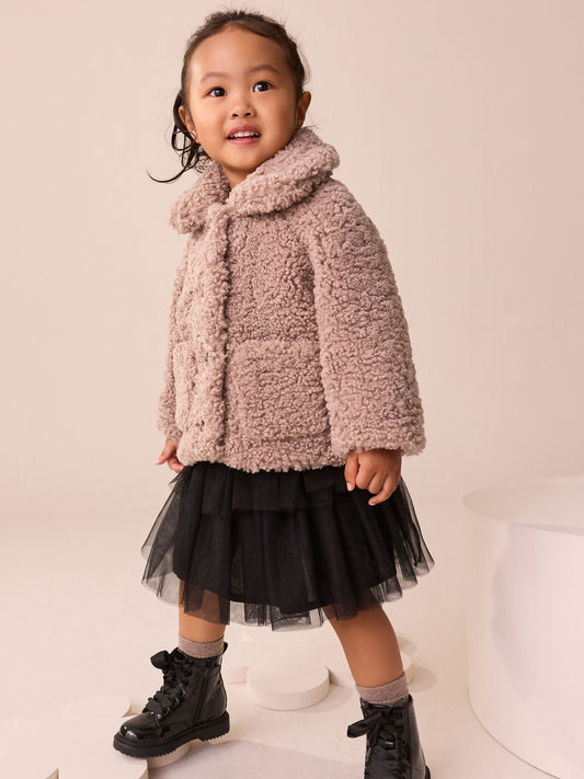 Mink Brown Borg Casual Jacket (12mths-7yrs)