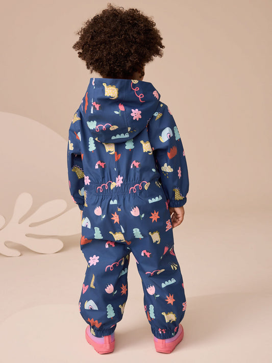 Lacivert Desenli Karakter Baskılı Su Geçirmez Tulum (3 Ay–7 Yaş)