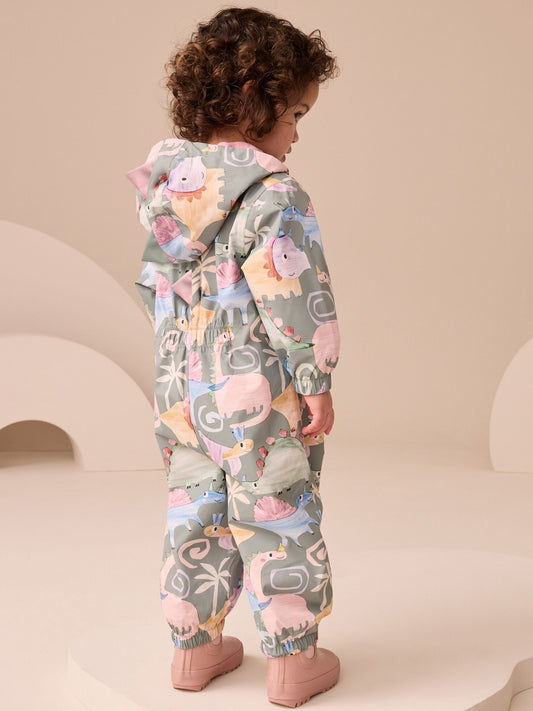 Haki 3D Dinozor Desenli Su Geçirmez Yağmur Tulum (3 Ay – 7 Yaş)