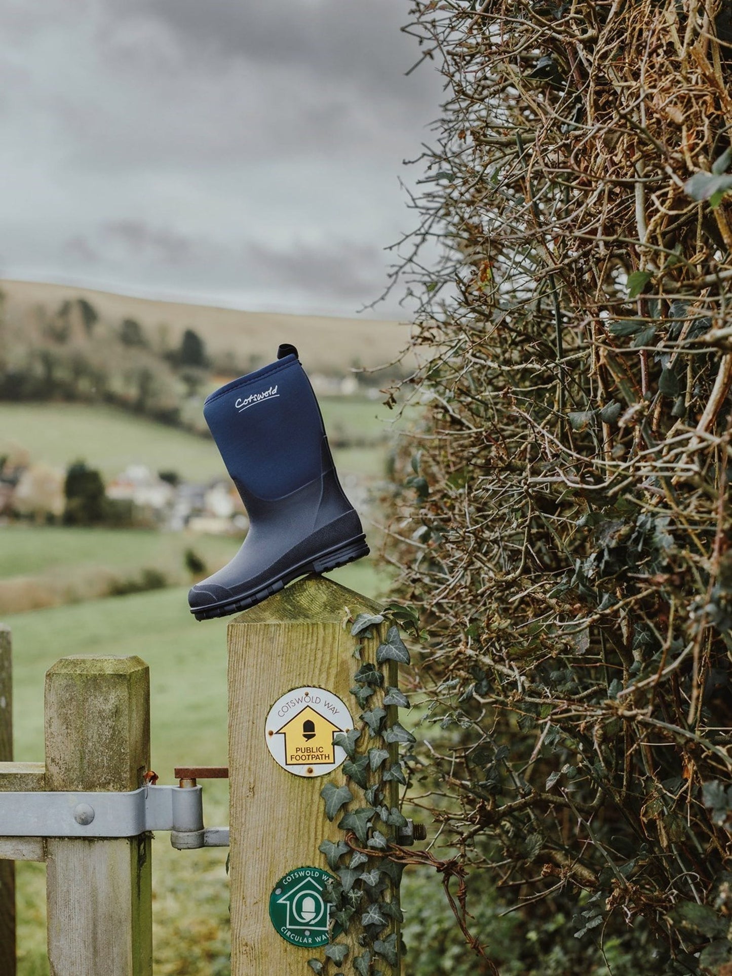 Cotswolds Childrens Blue Waterproof Hilly Neoprene Wellington Boots