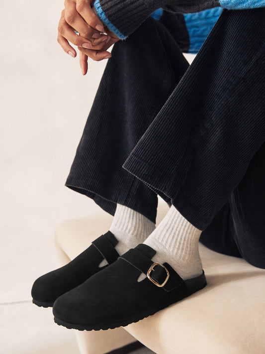 Siyah Standart Kalıp Deri Tabanlı Terlik (Sabo)