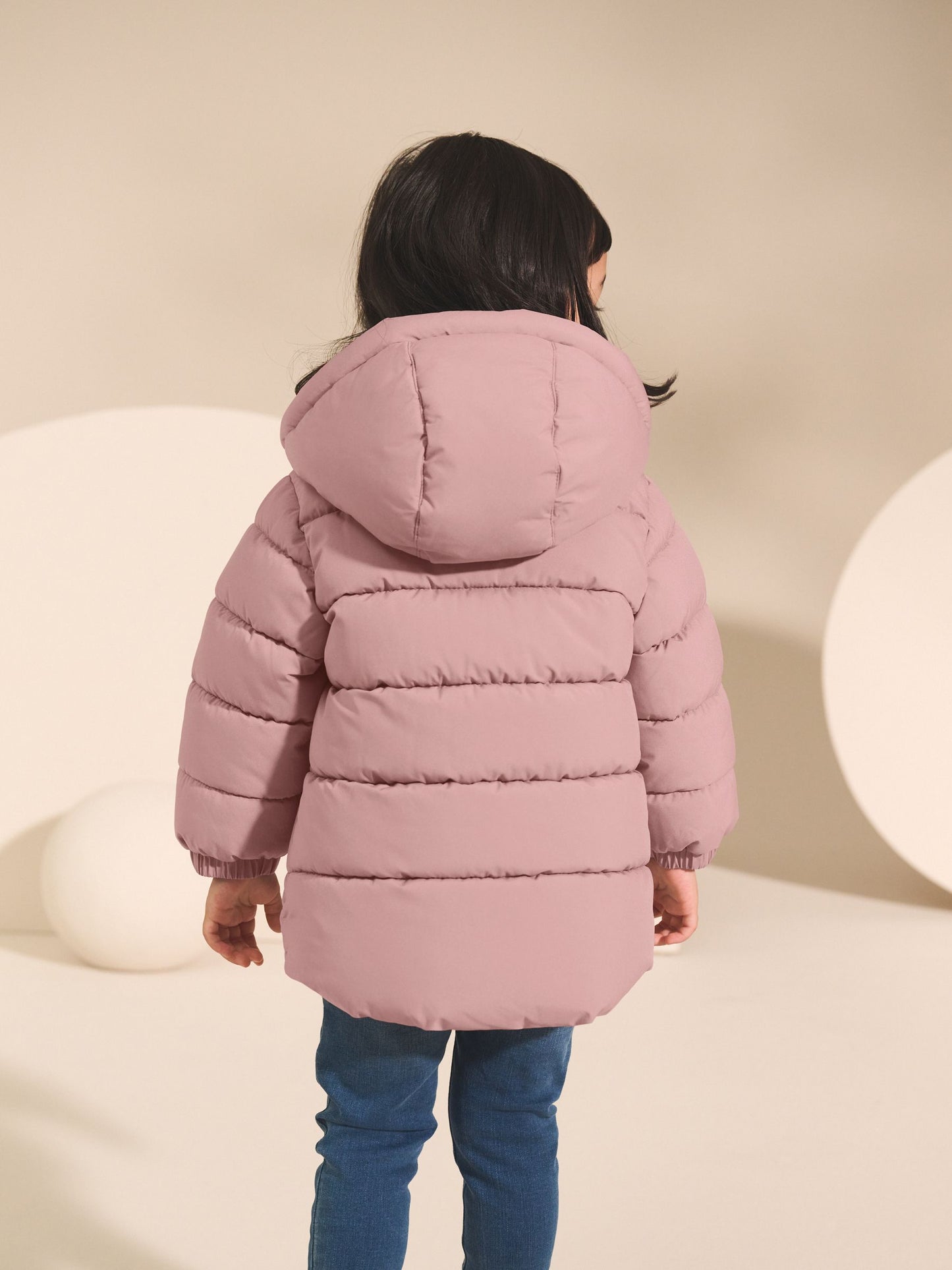Pembe Suya Dayanıklı Polar Astarlı Kapüşonlu Dolgulu Mont (3 Ay – 7 Yaş)
