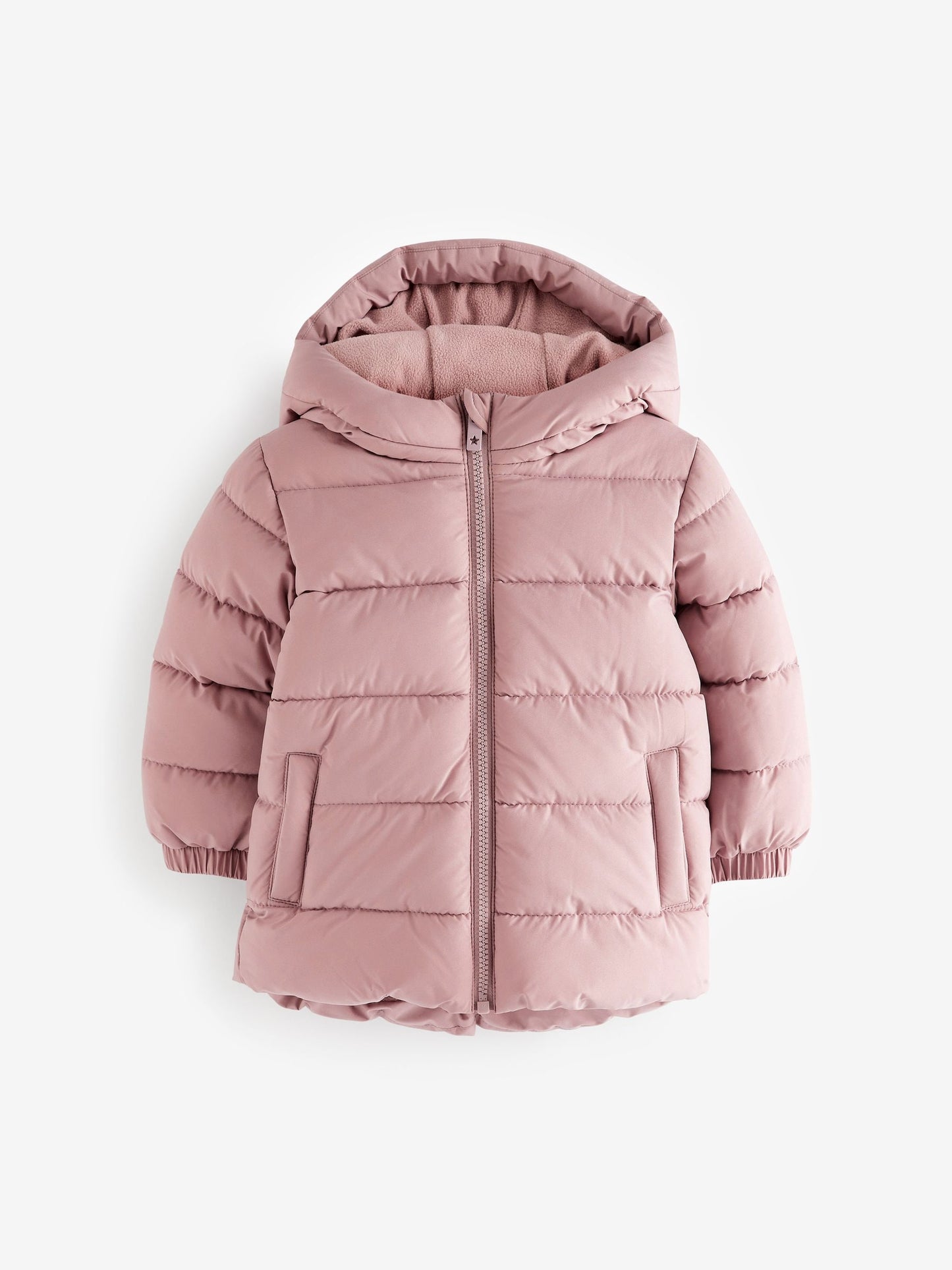 Pembe Suya Dayanıklı Polar Astarlı Kapüşonlu Dolgulu Mont (3 Ay – 7 Yaş)