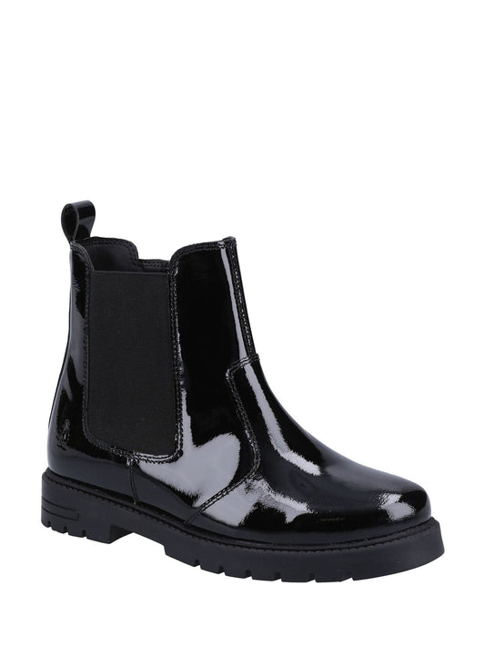 Hush Puppies Black Patent Laura Junior Chelsea Boots