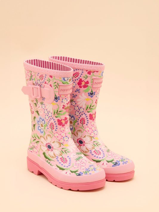 Joules Kids' Pink Floral Printed Wellies