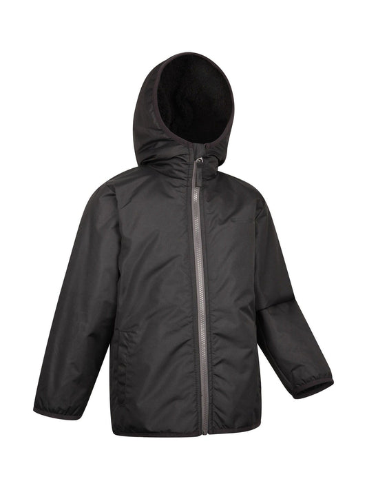 Mountain Warehouse Black Robin Kids Water Resistant Borg Lined Jacket