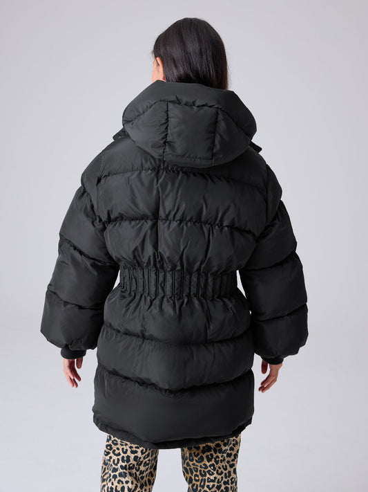 smALLSAINTS Black Waisted Longline Padded Coat