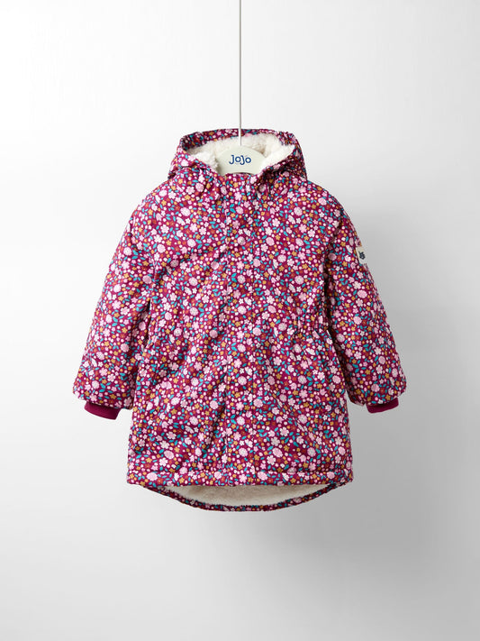 JoJo Maman Bébé Pink Ditsy Lined Parka