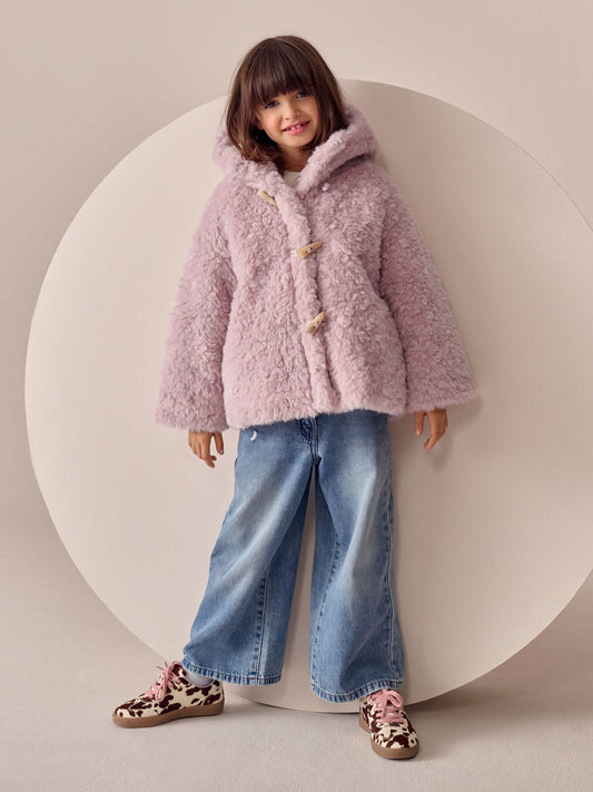 Pink Borg Duffle Coat (3-16yrs)