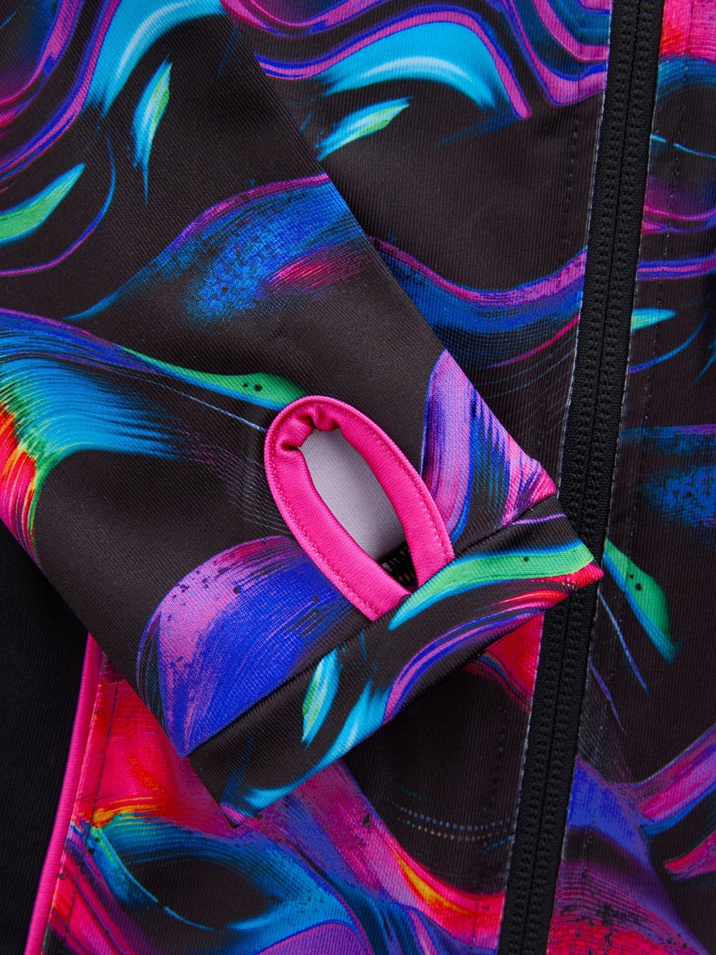 Black/Pink Wave Sports Zip Through Jacket (3-16yrs)