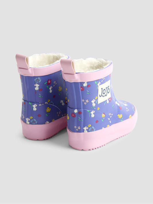 JoJo Maman Bébé Mor Fare Kısa Yağmur Çizmesi