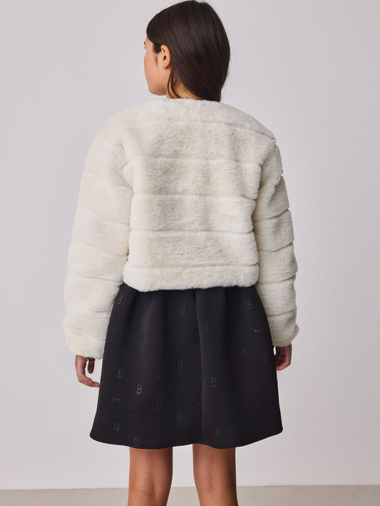 Baker by Ted Baker Cream Faux Fur Short Coat