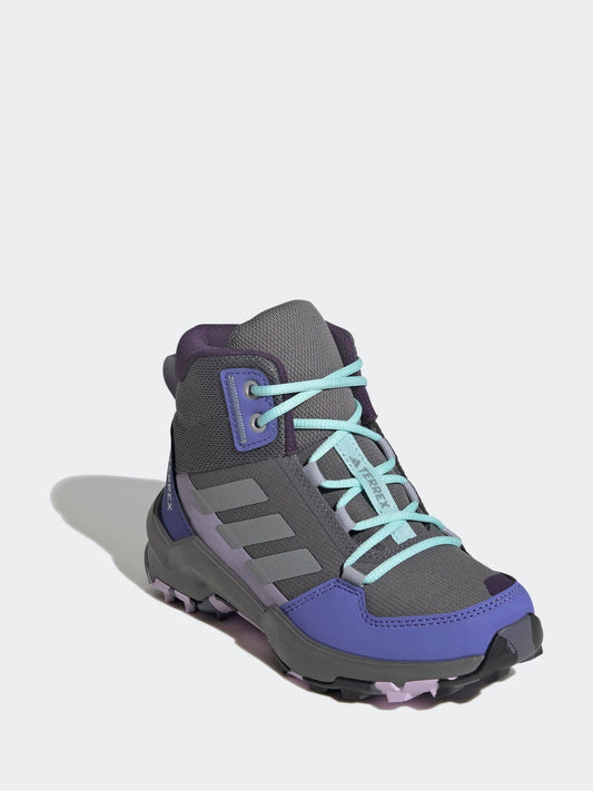 adidas Grey/Blue/Purple Terrex Ax4r Mid Hiking Kids Boots