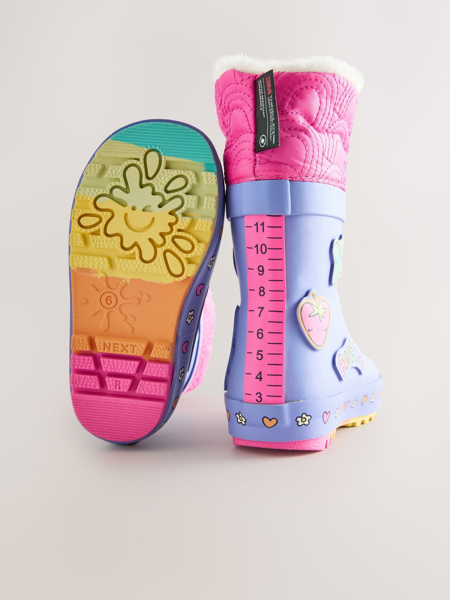 Mor Karakter Baskılı Thinsulate Astarlı Kıvrık Paçalı Yağmur Çizmesi