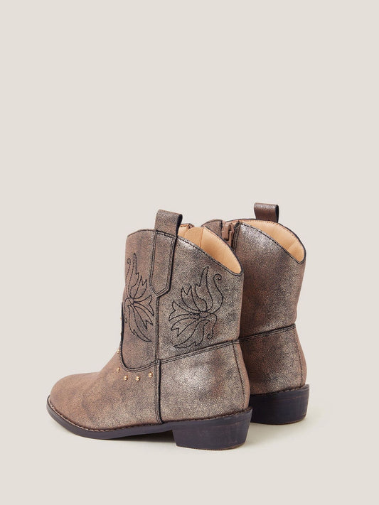 Monsoon Natural Brooke Metallic Cowboy Boots