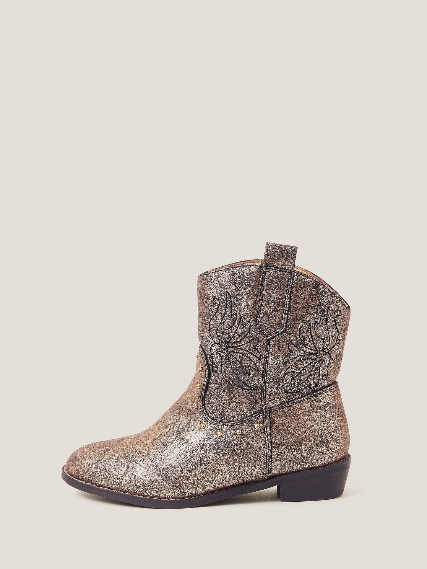 Monsoon Natural Brooke Metallic Cowboy Boots