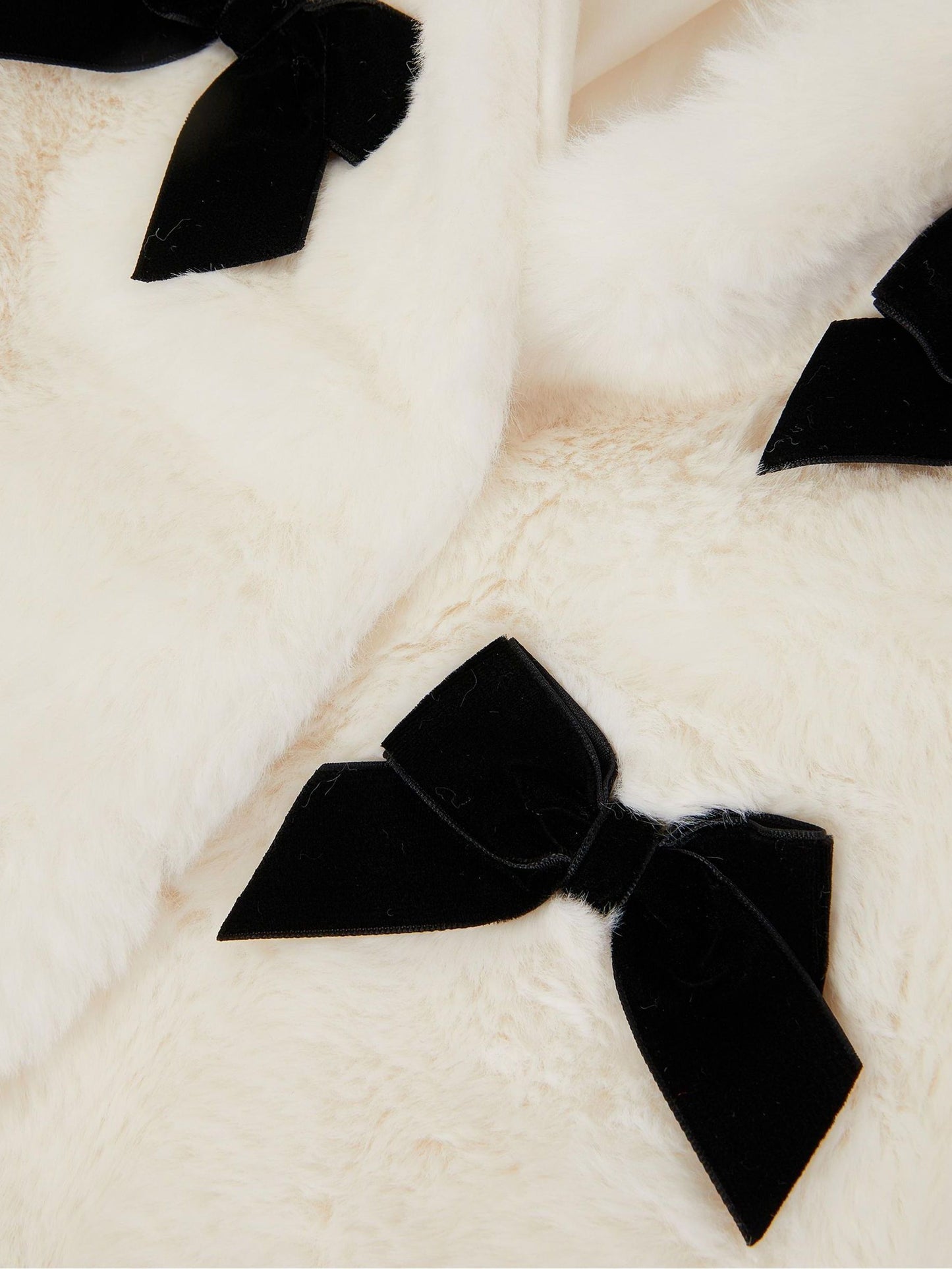 Monsoon Cream Bow Faux Fur Coat