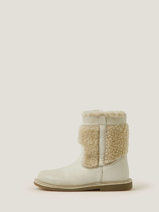 Monsoon Cream Borg Leather Boots