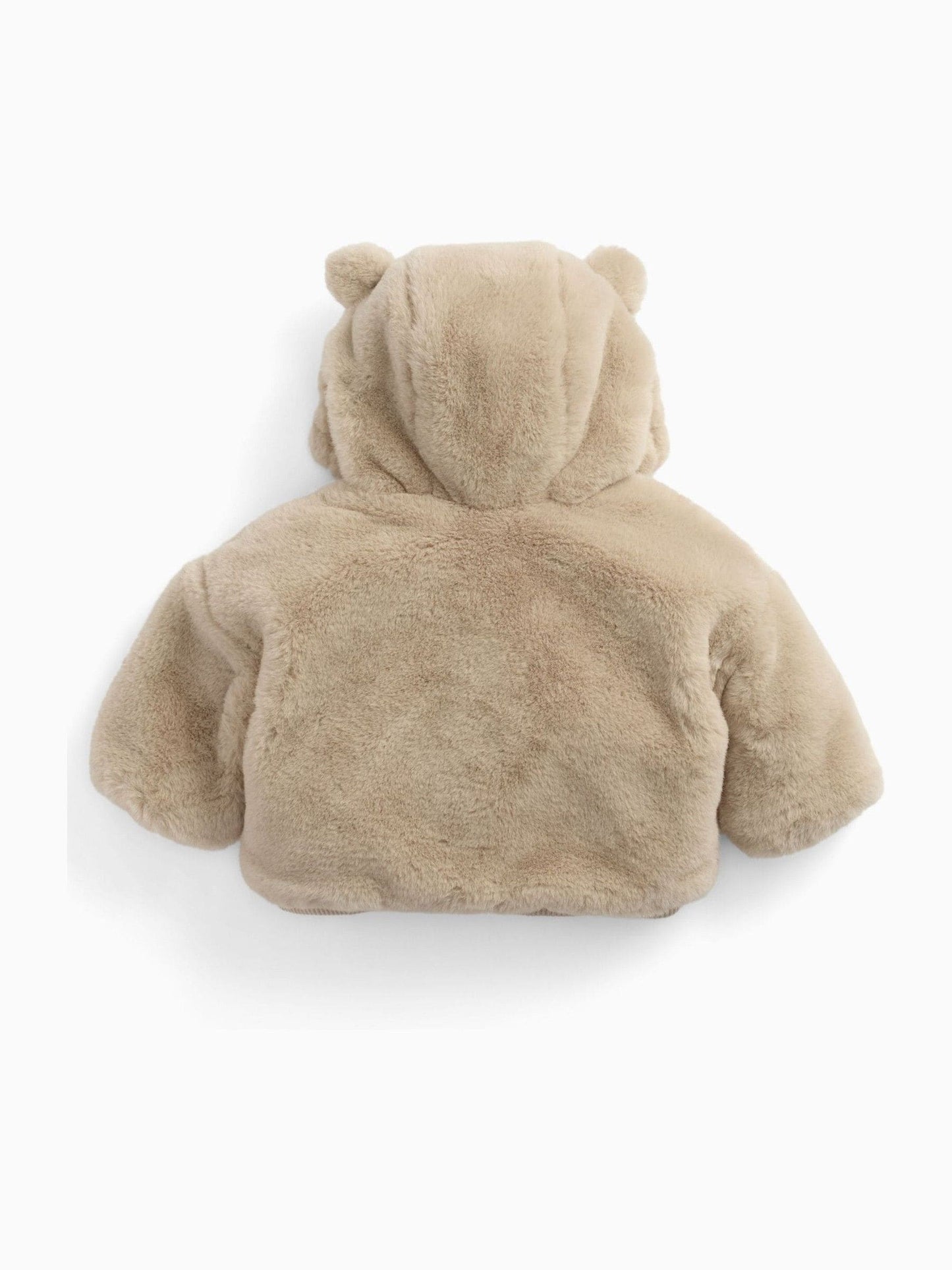 MORI Cream Bear Faux Fur Hooded Jacket
